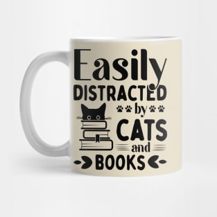 Easily Distracted Cats And Books Mug